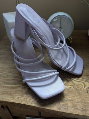 Ardene Pale Lavender Multi-Strap Block Heel Sandals